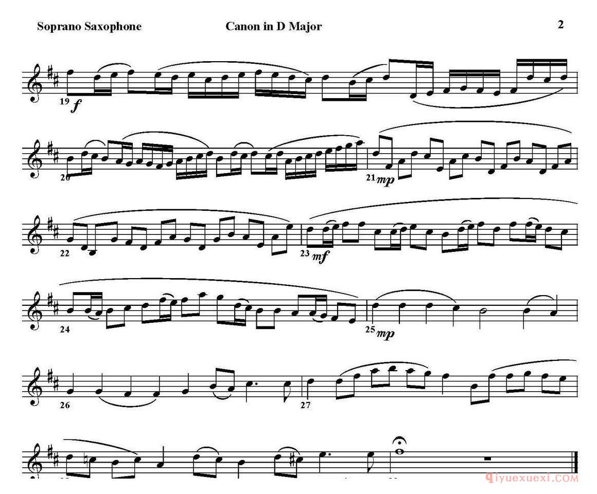 高音萨克斯分谱[CANON IN D MAJOR]四重奏