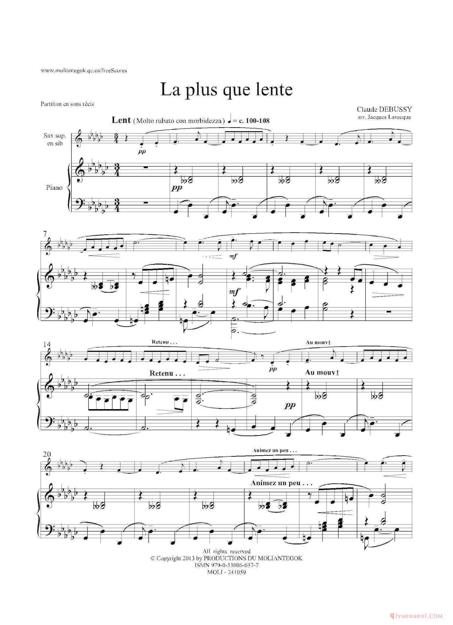 萨克斯谱La pius que lente 缓慢地圆舞曲]高音萨克斯+钢琴伴奏