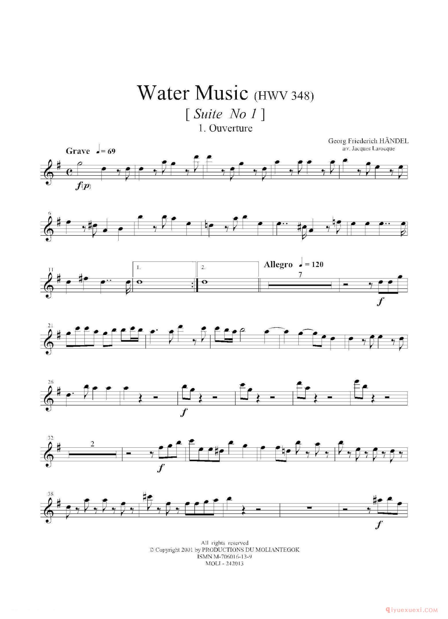 第一次中音萨克斯[Water Music（HWV.348 No.1]