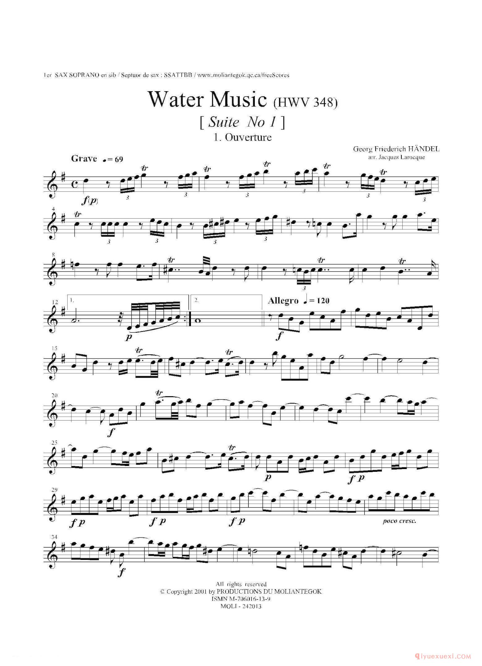 第一高音萨克斯[Water Music（HWV.348 No.1]