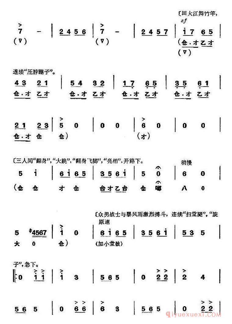 京剧简谱[革命现代京剧/杜鹃山/全剧主旋律乐谱之第七场/飞渡云堑]