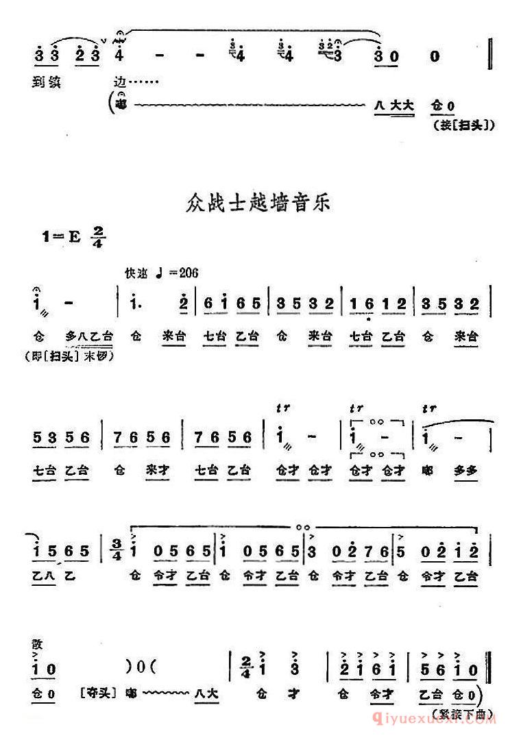 京剧简谱[沙家浜/全剧主旋律乐谱/第九场 突破革命现代京剧