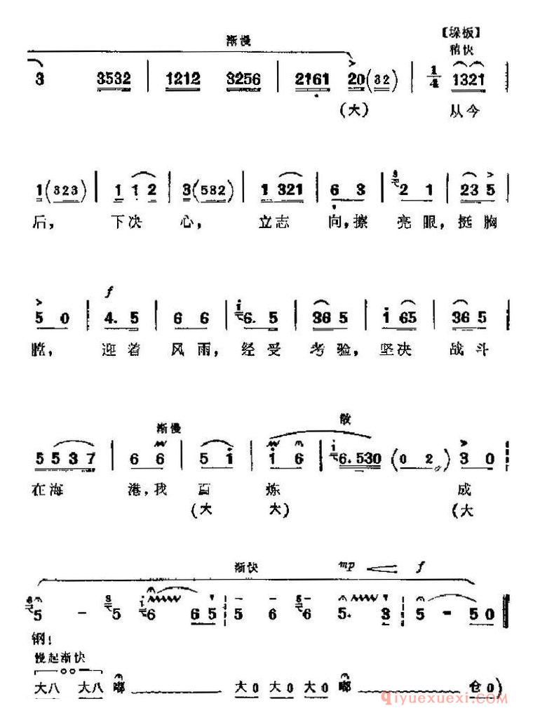 京剧简谱[海港主要唱段/坚决战斗在海港/第六场 韩小强唱段]革命现代京剧