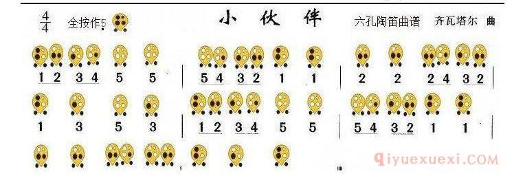 6孔陶笛谱子《小伙伴》