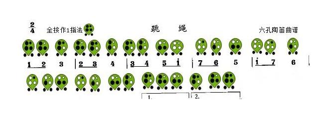 6孔陶笛乐谱《跳绳》