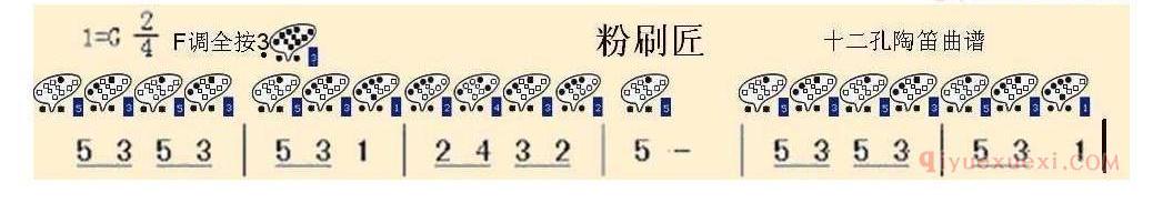 12孔陶笛谱子《粉刷匠》