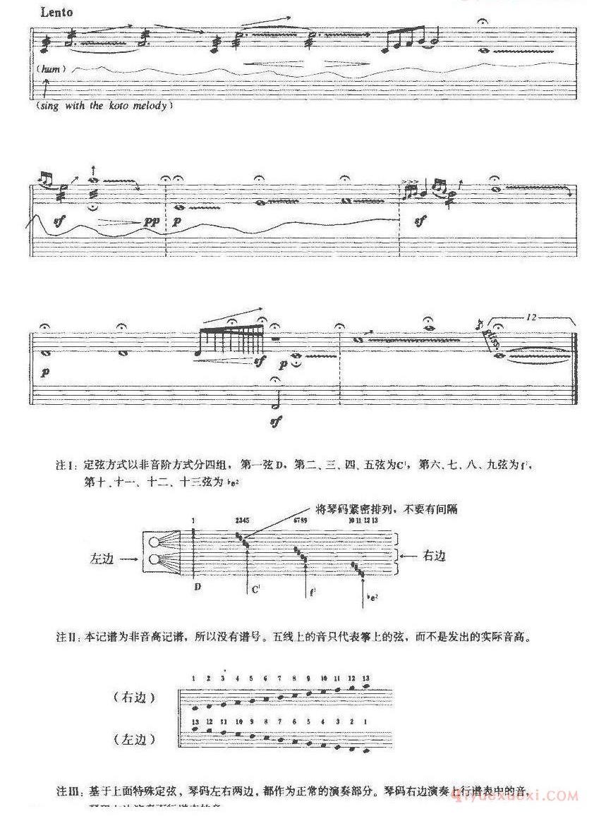 古筝谱[自鸣系列Ⅱ/为十三弦的日本筝而作]五线谱