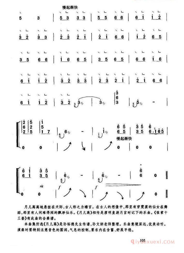 古筝乐谱《月儿高/孙裕德传谱版》简谱