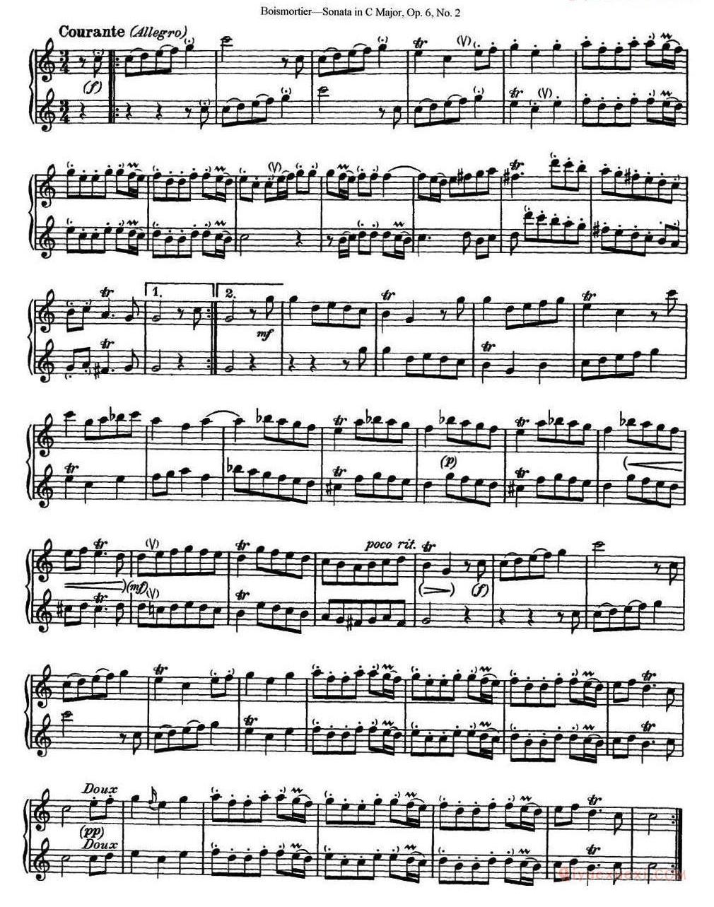 长笛乐谱[博伊斯卯绨C大调双长笛奏鸣曲Op.6（NO.2）]
