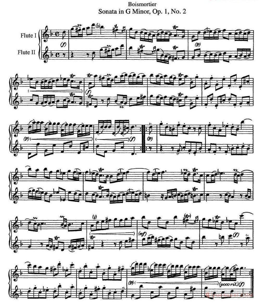 长笛乐谱[博伊斯卯绨G大调双长笛奏鸣曲Op.6（NO.2）]