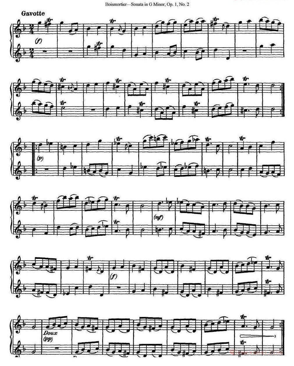 长笛乐谱[博伊斯卯绨G大调双长笛奏鸣曲Op.6（NO.2）]