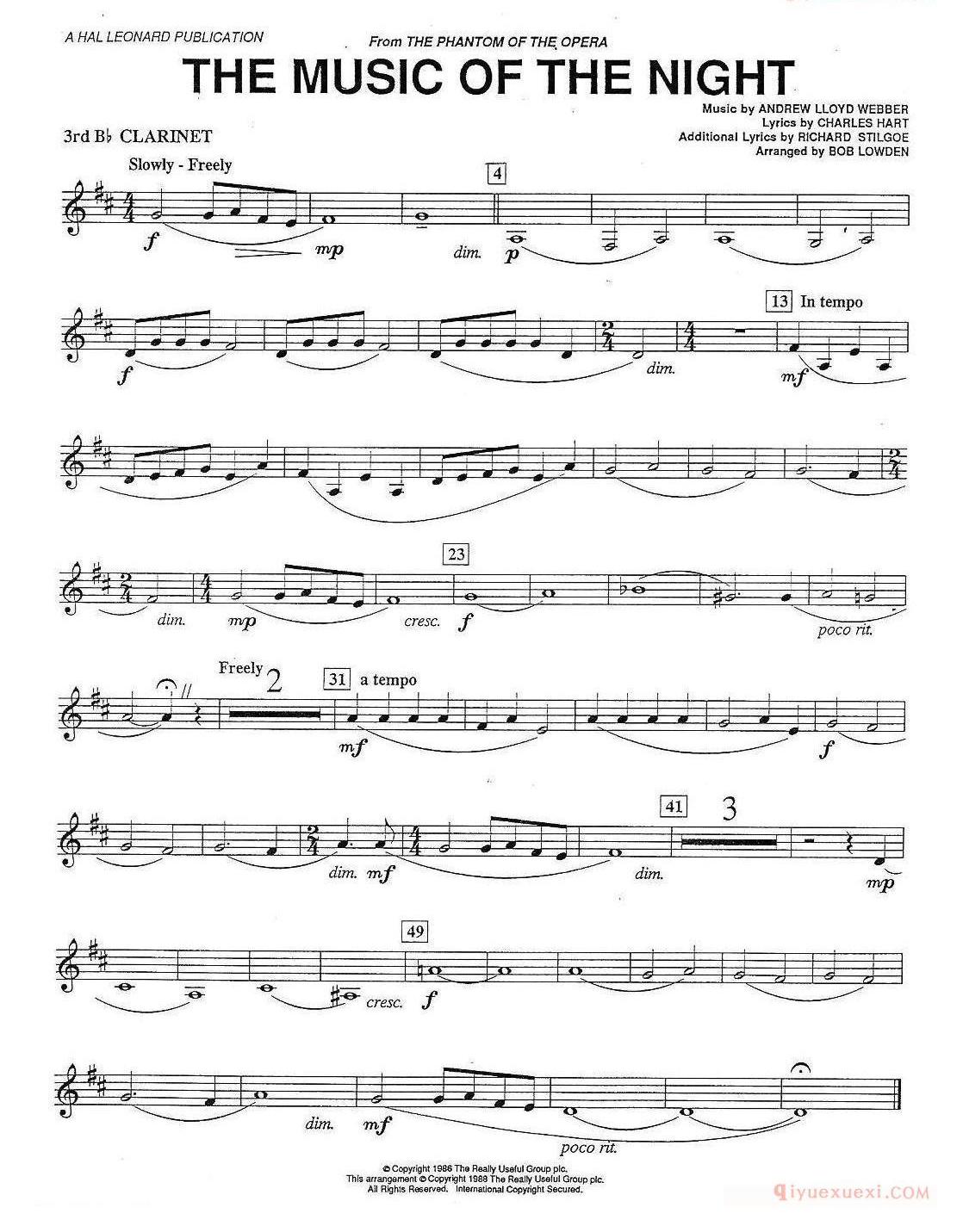单簧管乐谱[THE MUSIC OF THE NIGTH-CLARINET]单簧管三重奏分谱