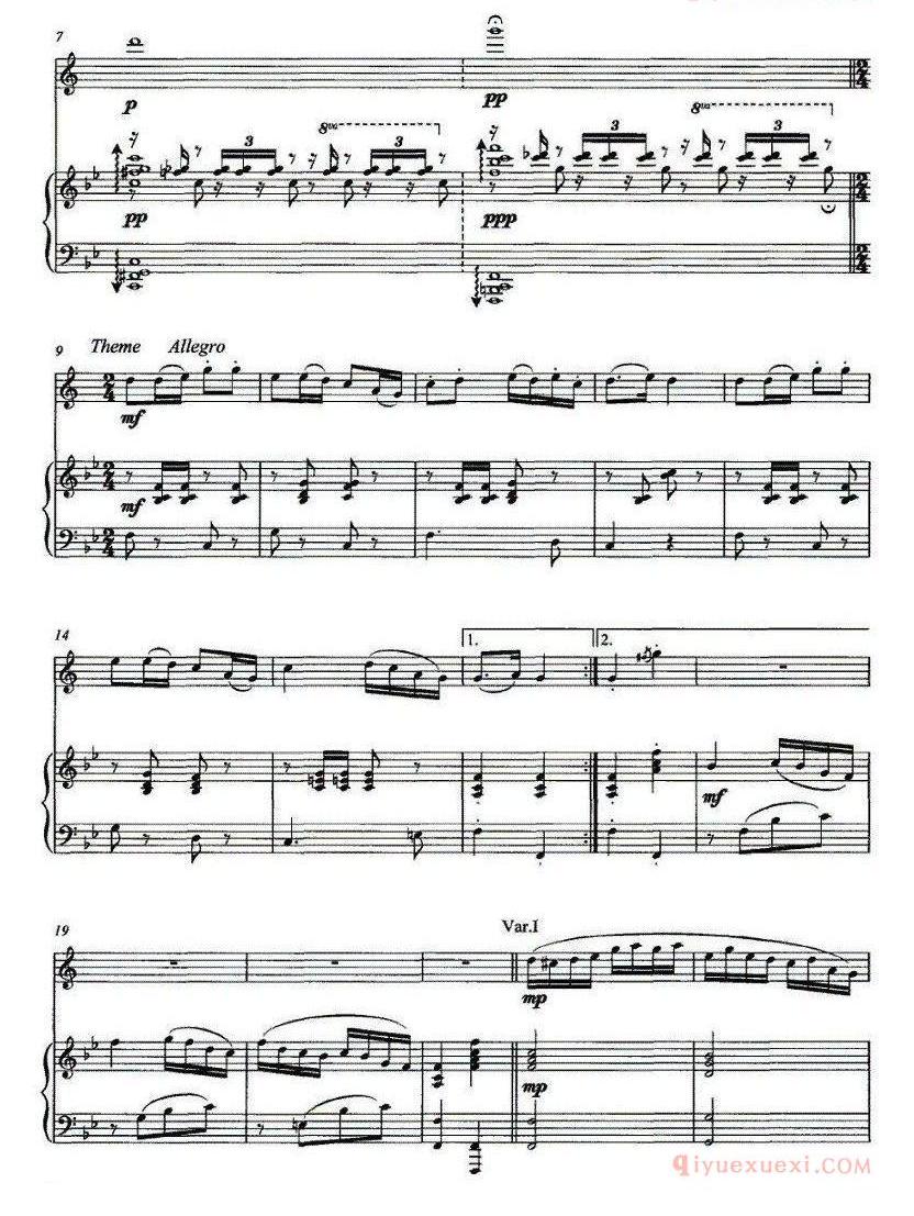 单簧管乐谱[引子、主题与变奏]单簧管独奏