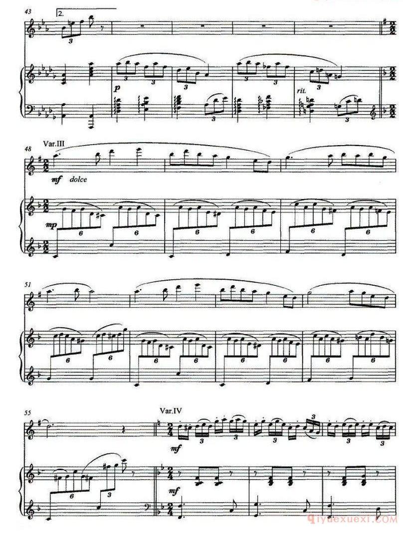 单簧管乐谱[引子、主题与变奏]单簧管独奏