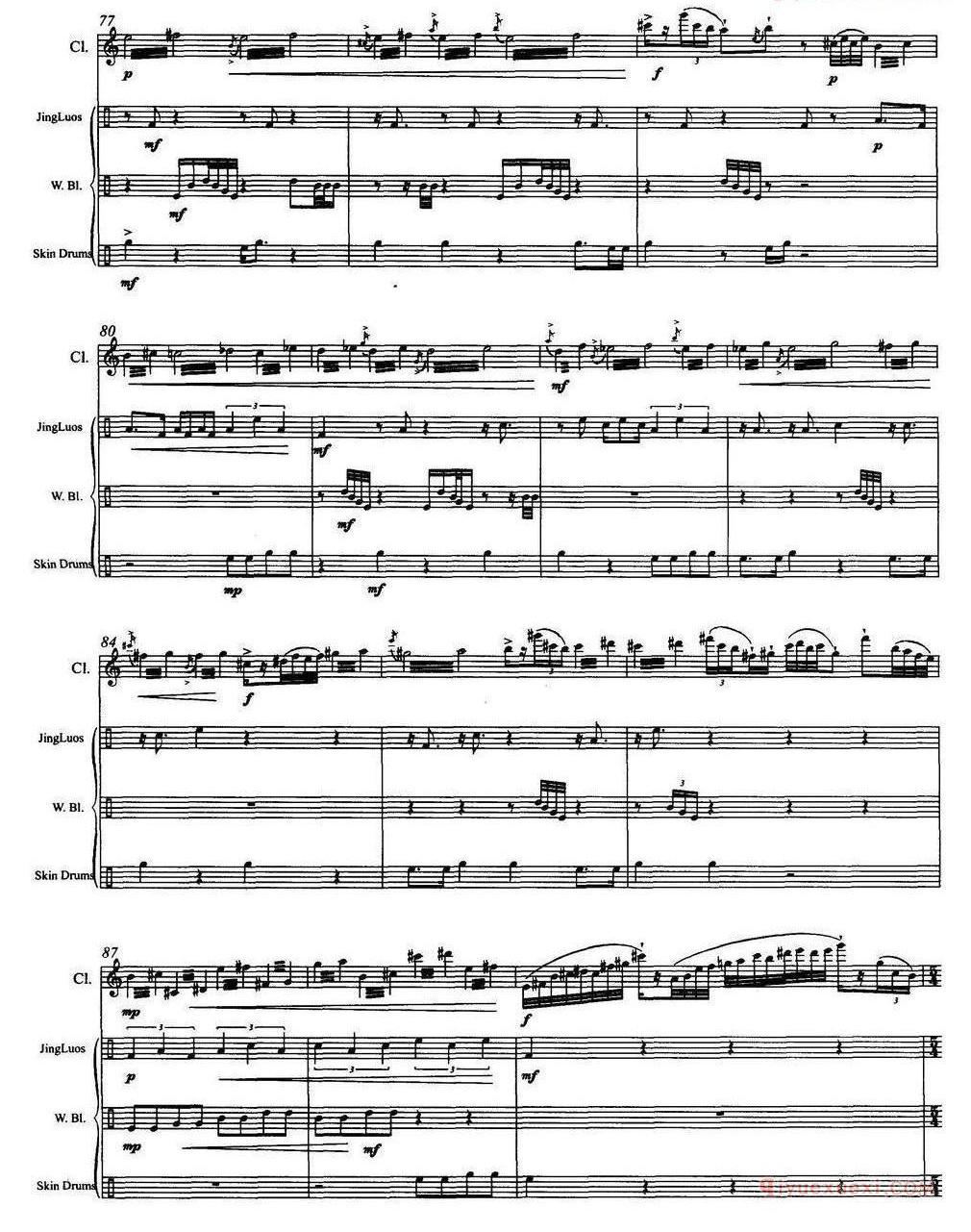 单簧管乐谱[皮影]单簧管与打击乐