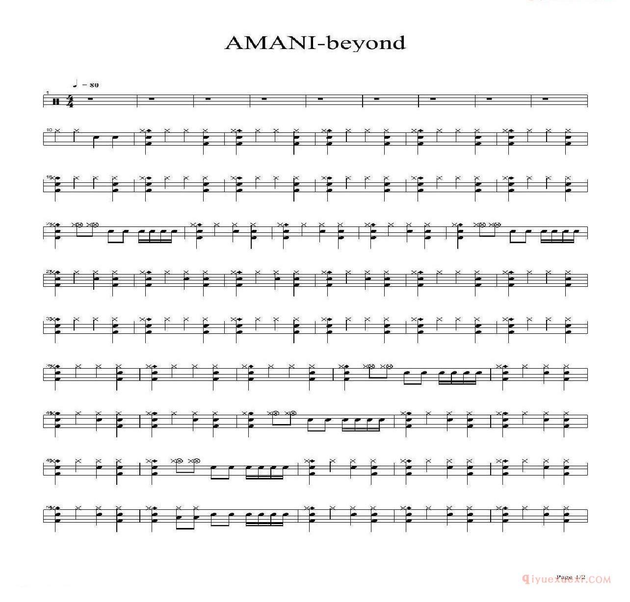 爵士鼓曲谱[AMANI-beyond]