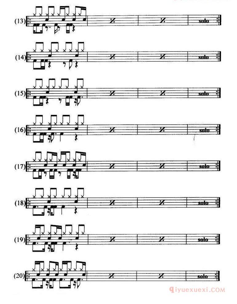 25条架子鼓方克(Funky)节奏型练习 