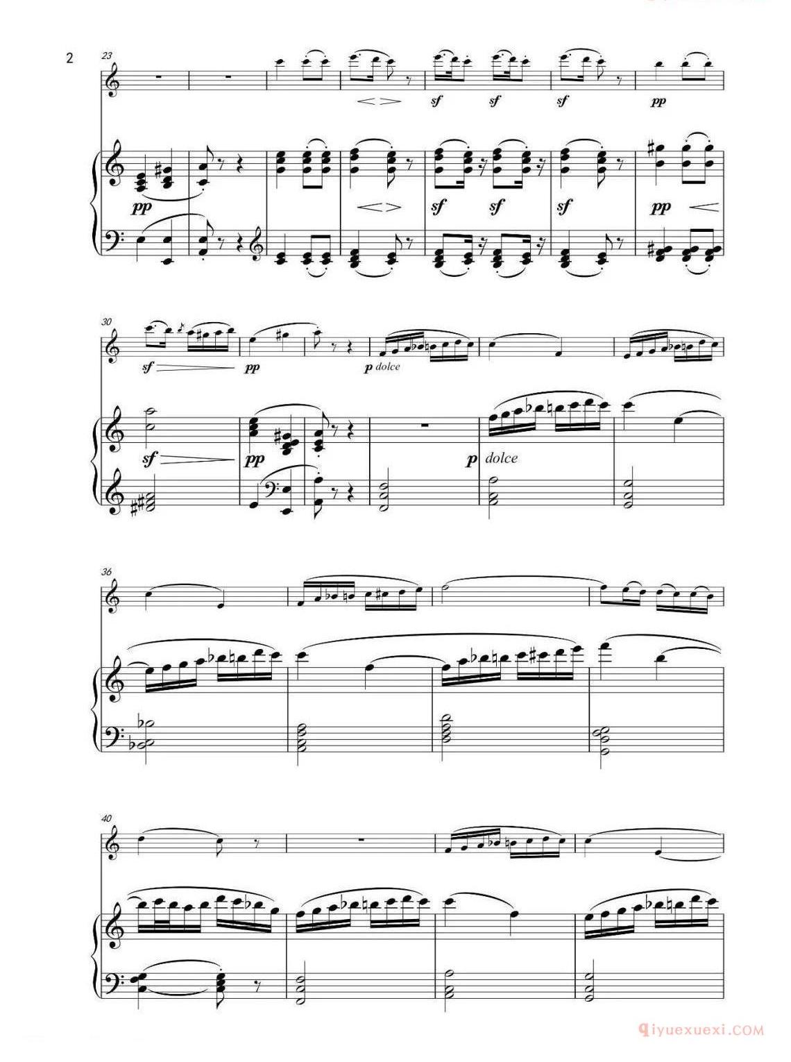 A大调小提琴奏鸣曲op. 12 No. 2第二乐章 小提琴钢琴合奏谱