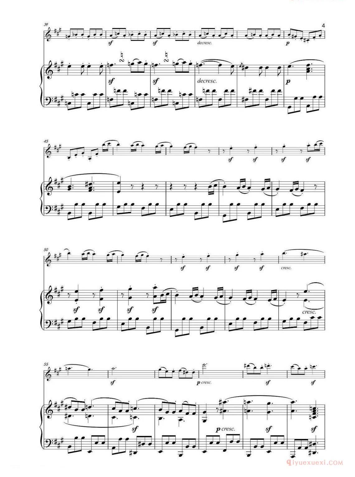 A大调小提琴奏鸣曲op. 12 No. 2第一乐章 小提琴钢琴合奏谱