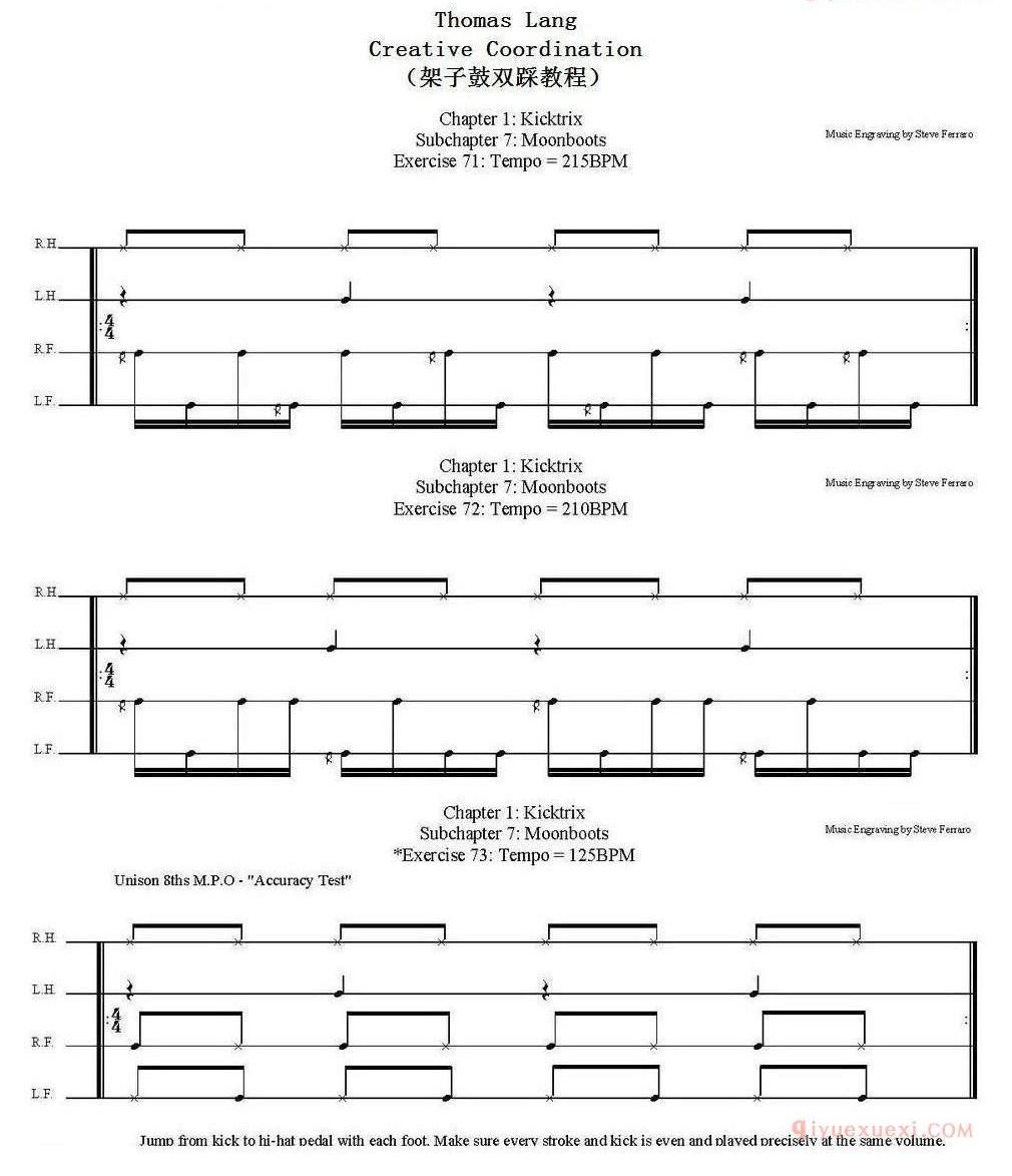 架子鼓练习谱_Thomas Lang_ Creative Coordination_架子鼓双踩教程
