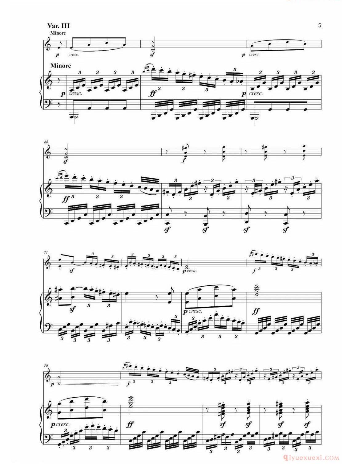 D大调小提琴奏鸣曲op. 12 No. 1第二乐章 小提琴钢琴合奏谱