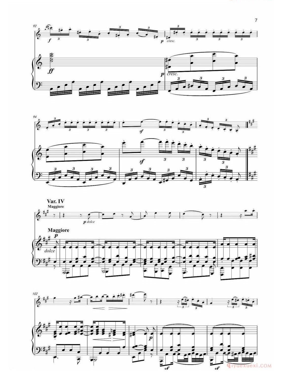 D大调小提琴奏鸣曲op. 12 No. 1第二乐章 小提琴钢琴合奏谱
