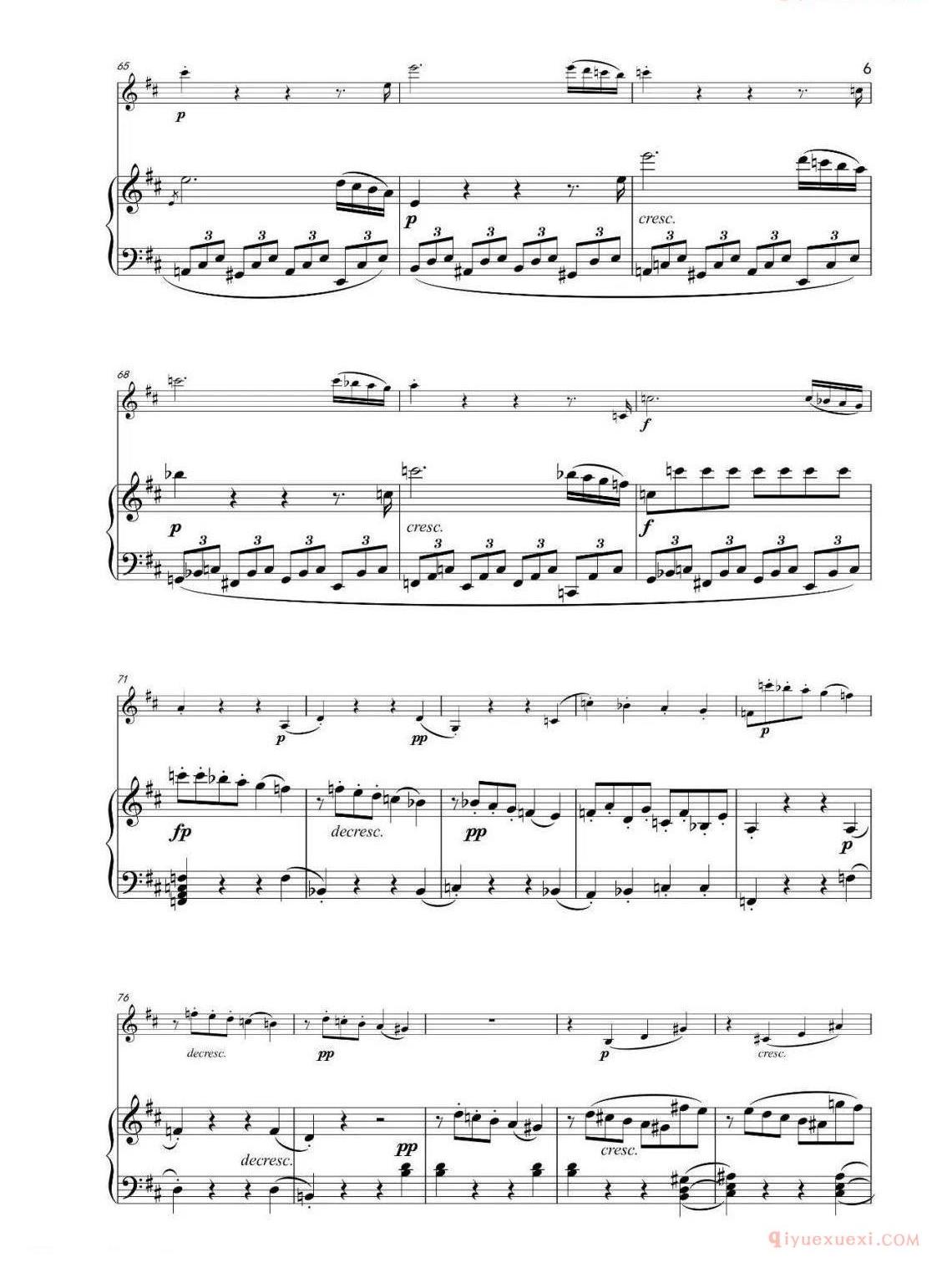 D大调小提琴奏鸣曲op. 12 No. 1第一乐章 小提琴钢琴合奏谱