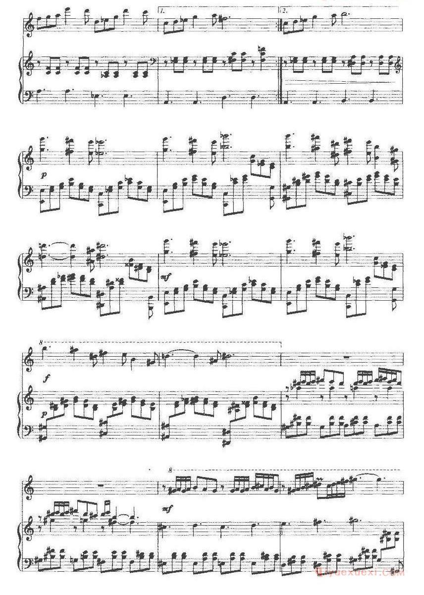 长笛乐谱[普朗克]长笛+钢琴