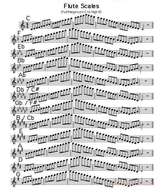长笛完整的大调音阶练习
