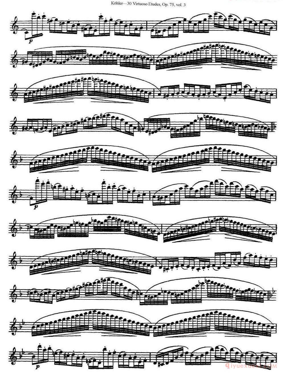 柯勒30首高级长笛练习曲作品75号（NO.1-NO.30） 