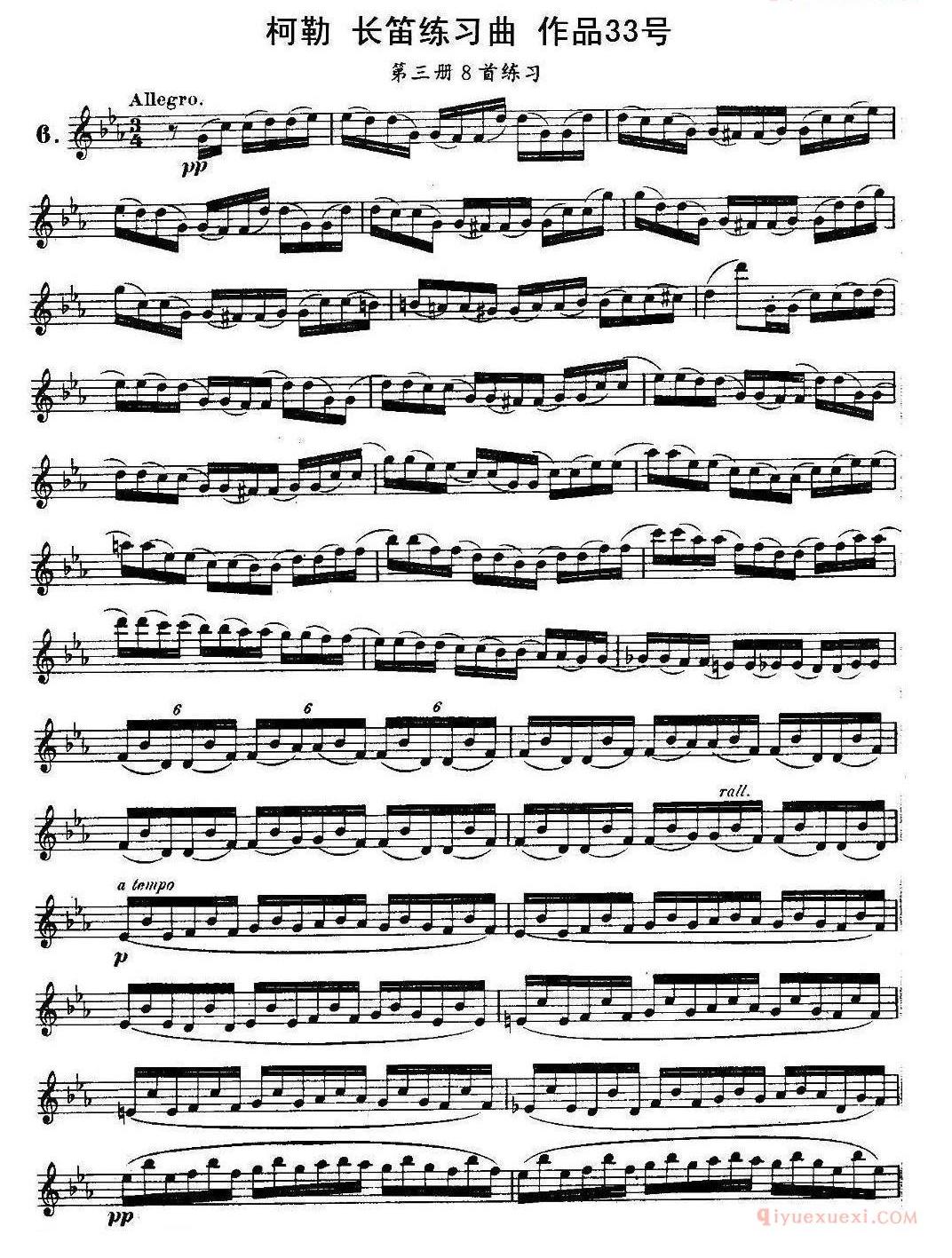 柯勒长笛练习曲作品33号