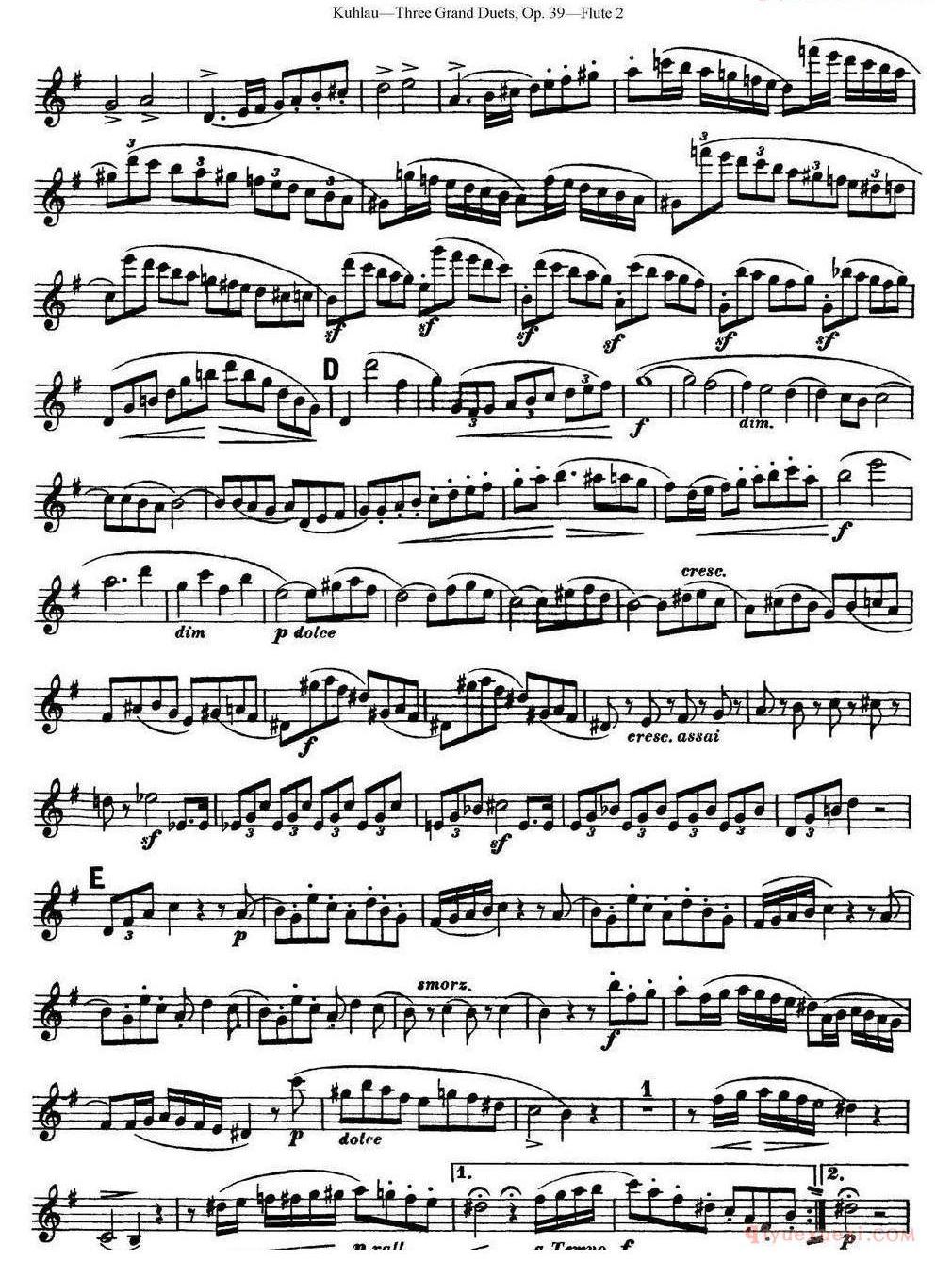 库劳长笛二重奏大练习曲Op.39——Flute 2（No.1）