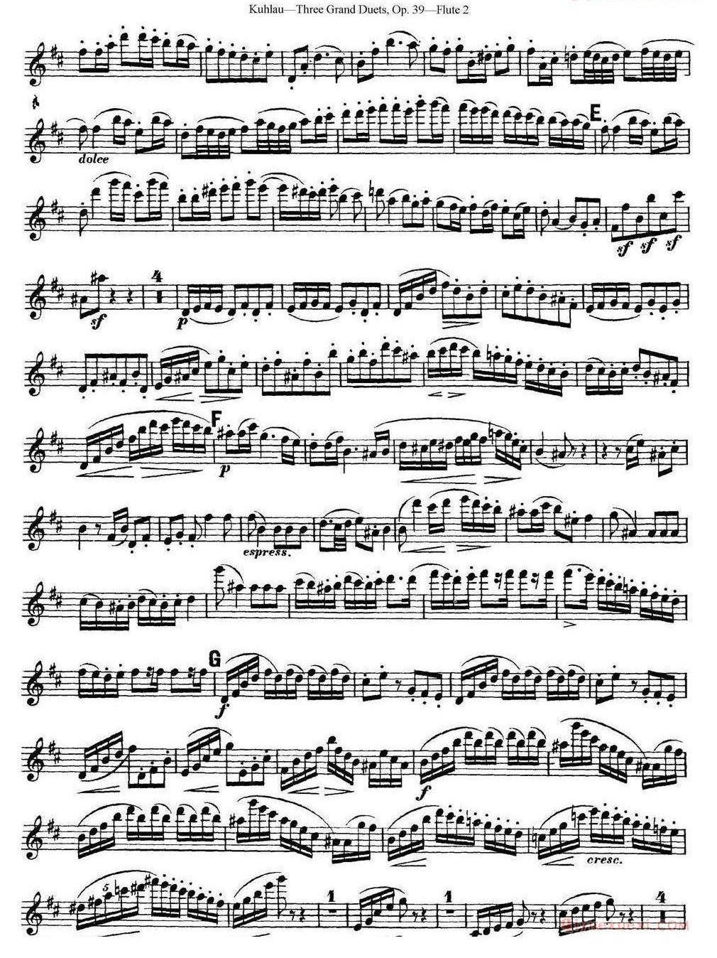 库劳长笛二重奏大练习曲Op.39——Flute 2（No.3）