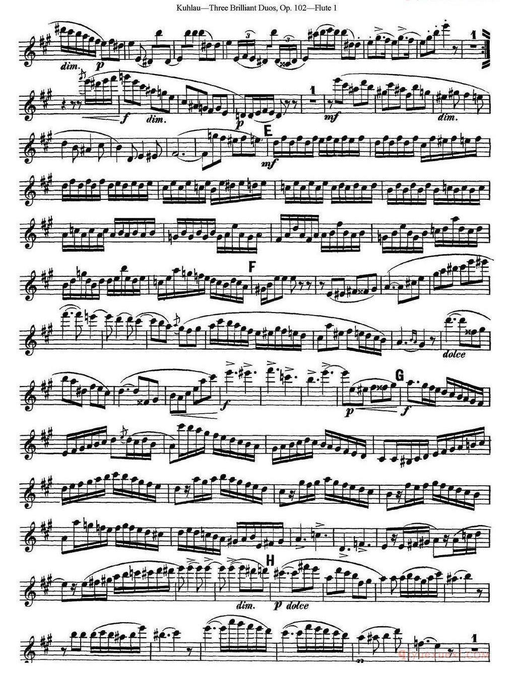 库劳长笛二重奏练习三段OP.102——Flute 1（NO.3）