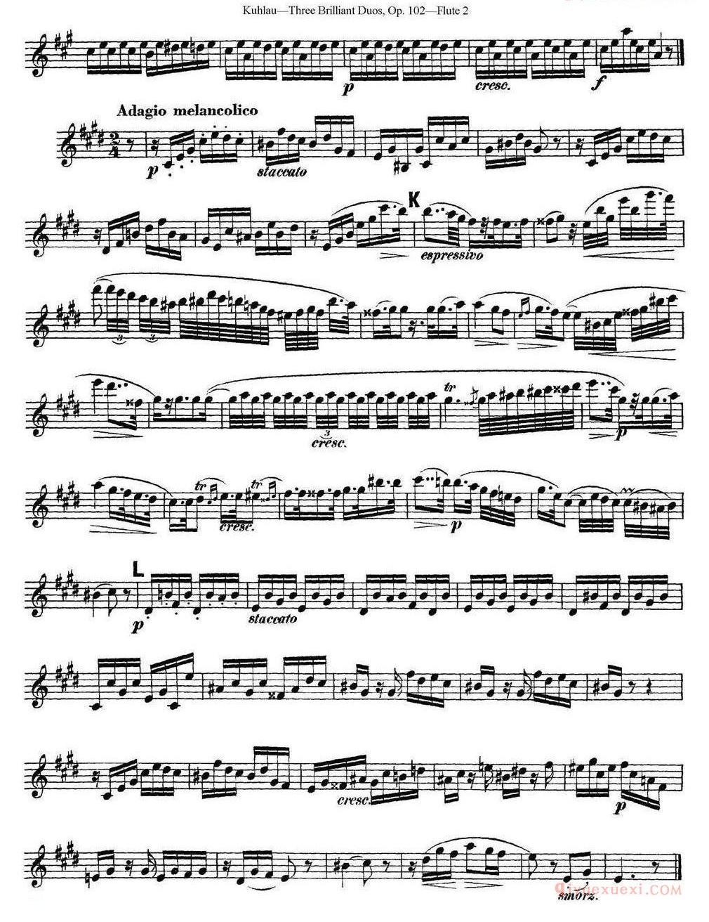 库劳长笛二重奏练习三段OP.102——Flute 2（NO.3） 