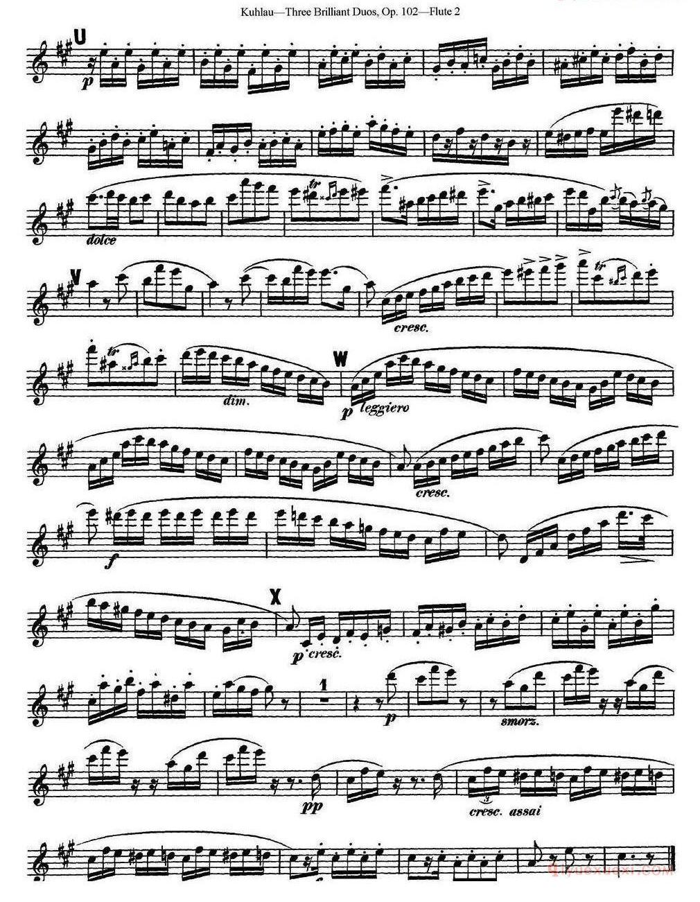 库劳长笛二重奏练习三段OP.102——Flute 2（NO.3） 