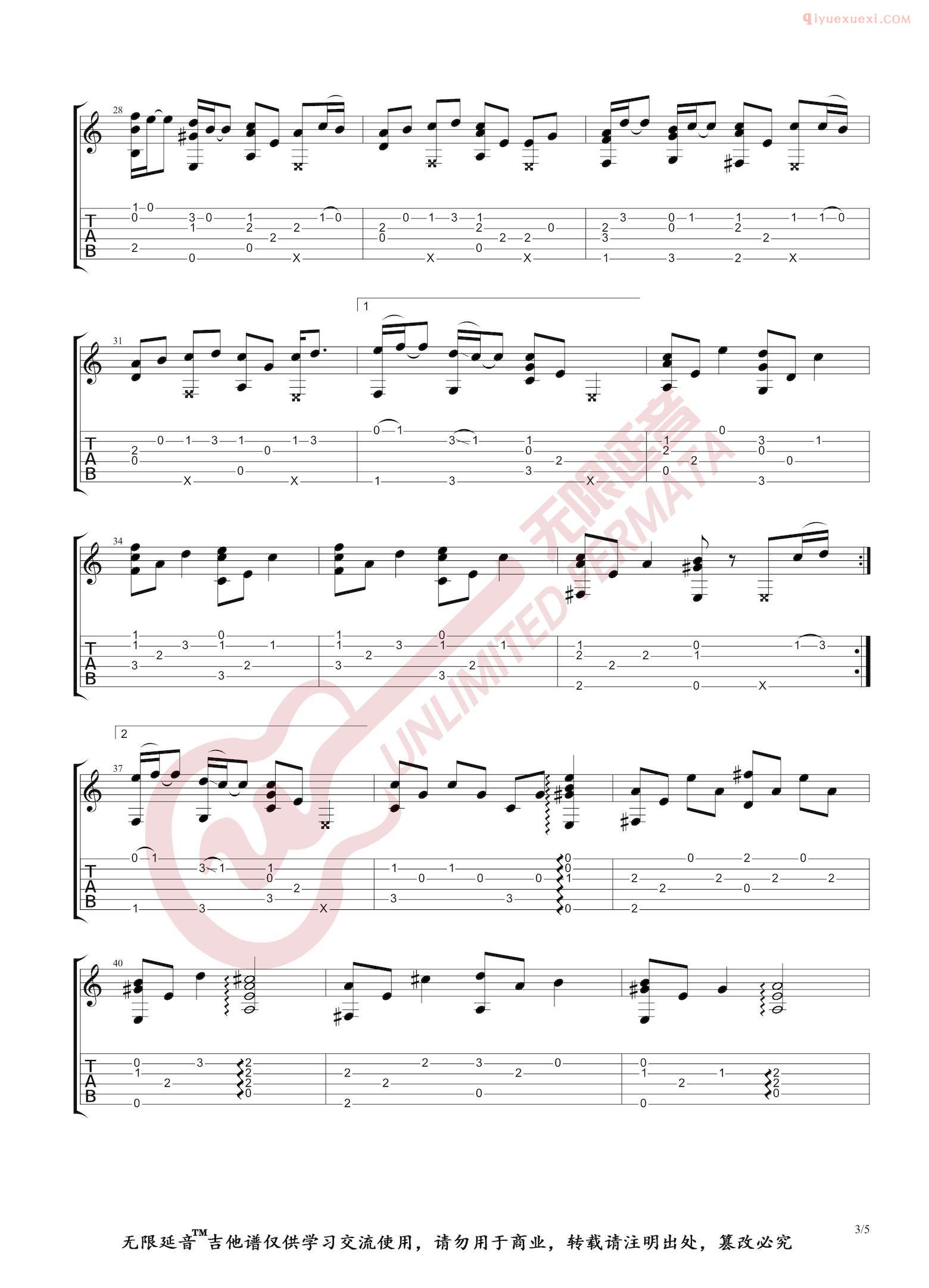 吉他资料网-无限延音《Lemon》吉他谱-3