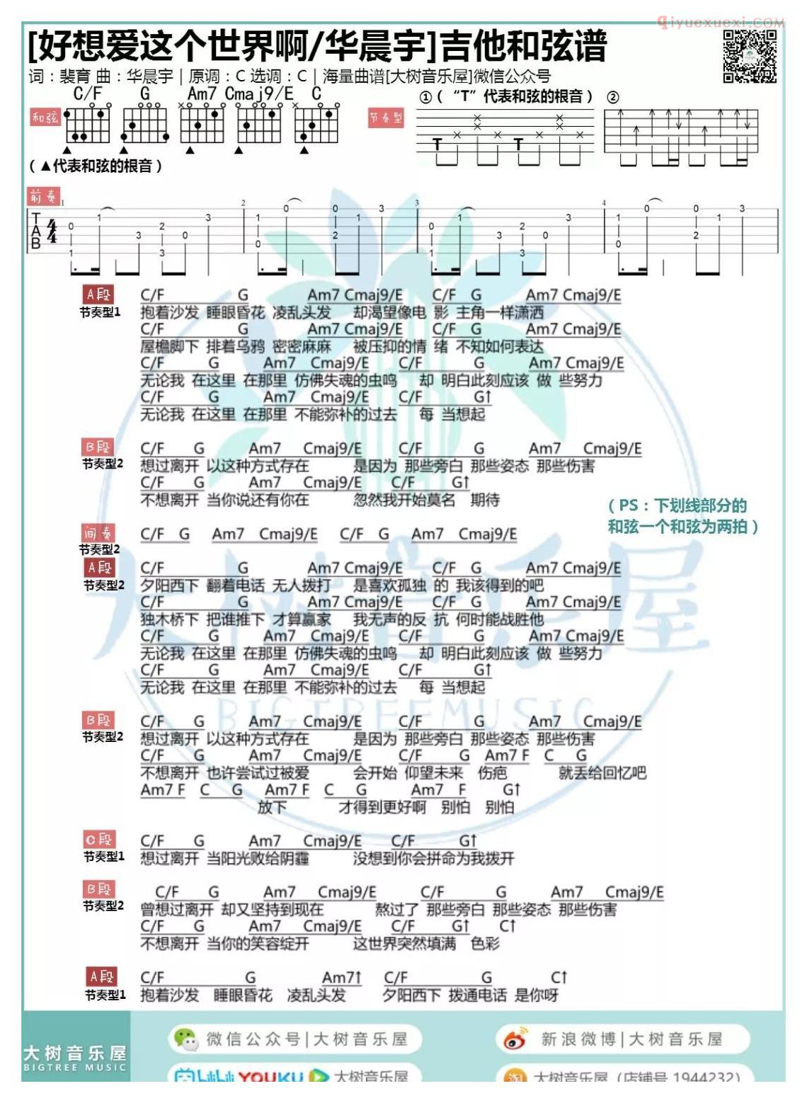 吉他资料网好想爱这个世界啊吉他谱-1
