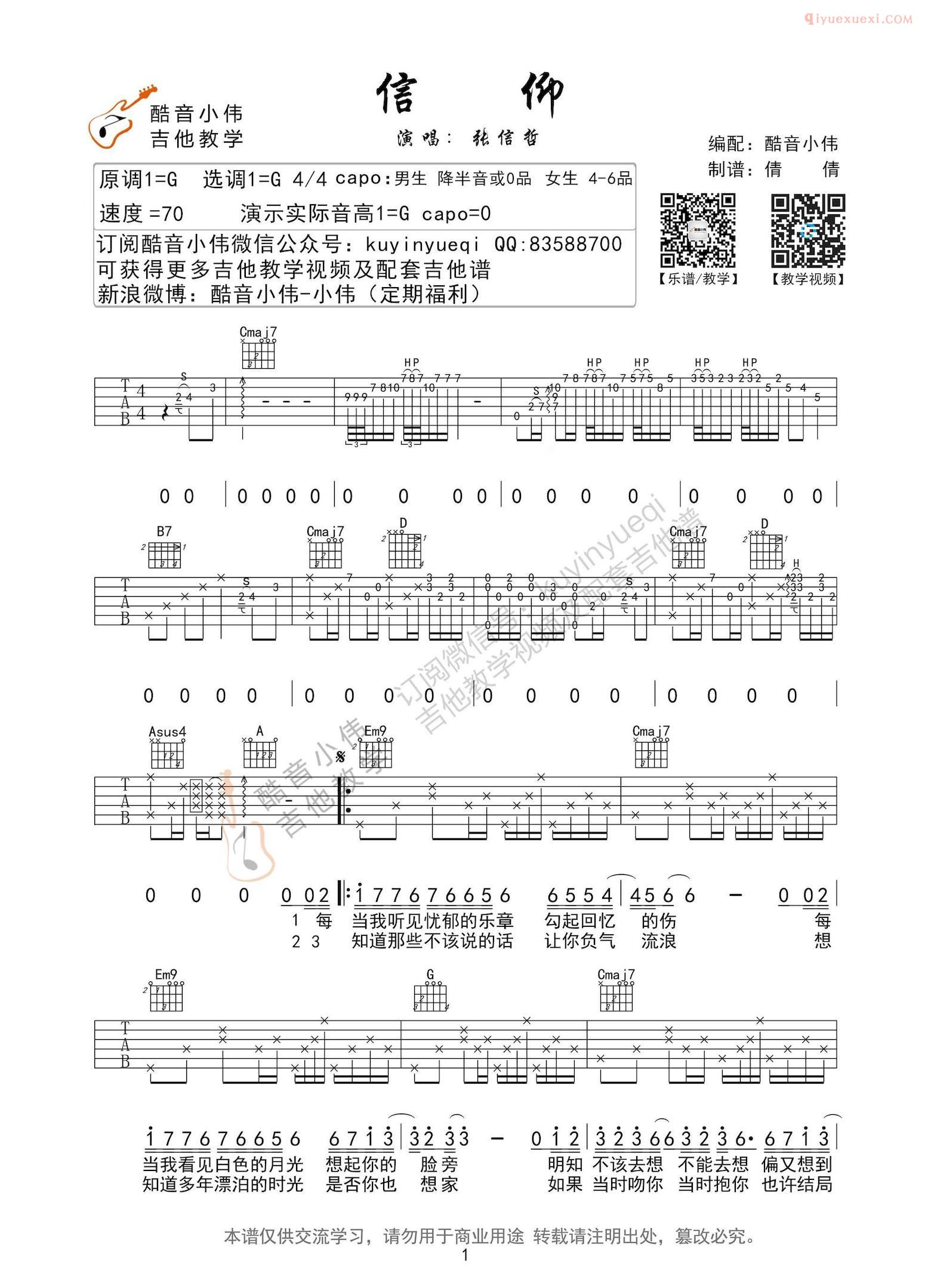 吉他资料网信仰吉他谱-1