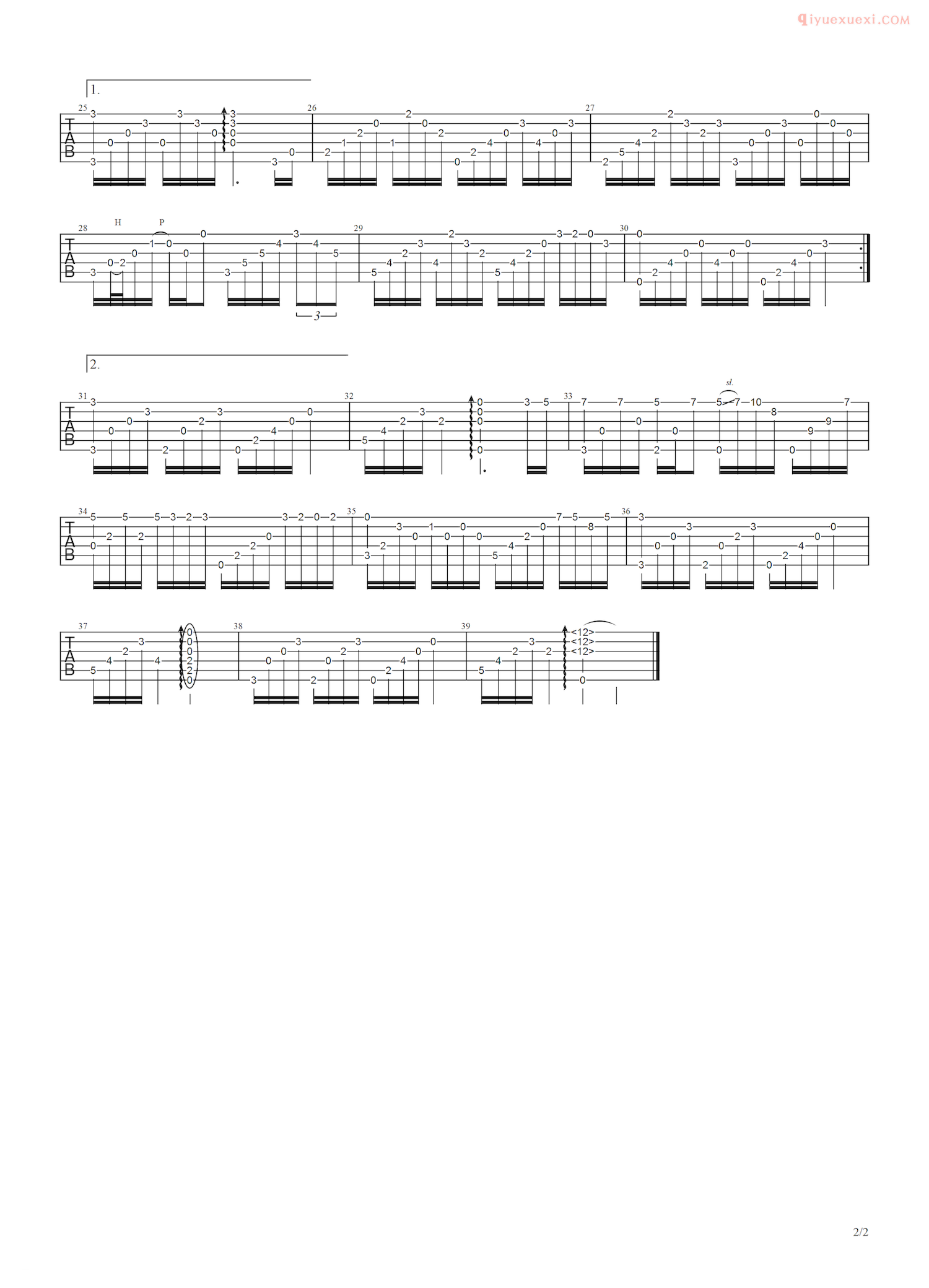 吉他资料网《十年》吉他指弹谱-2