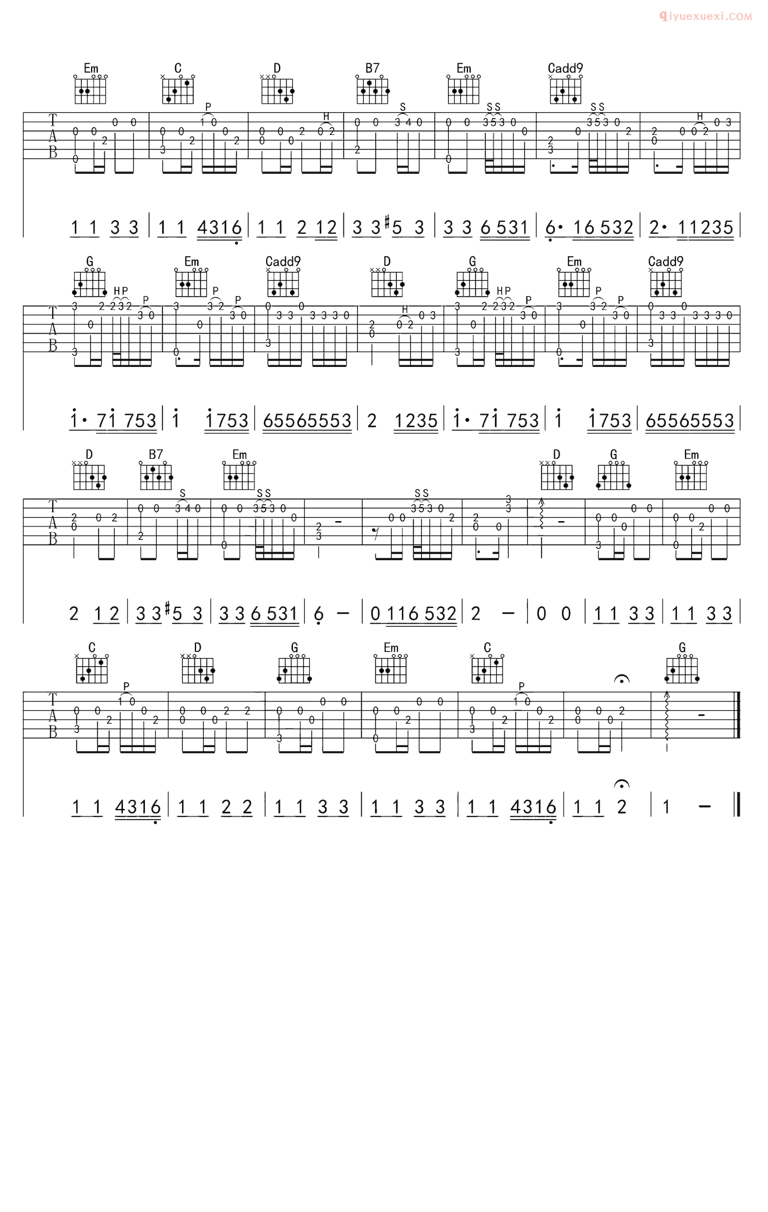 器乐学习网《画》吉他谱-2