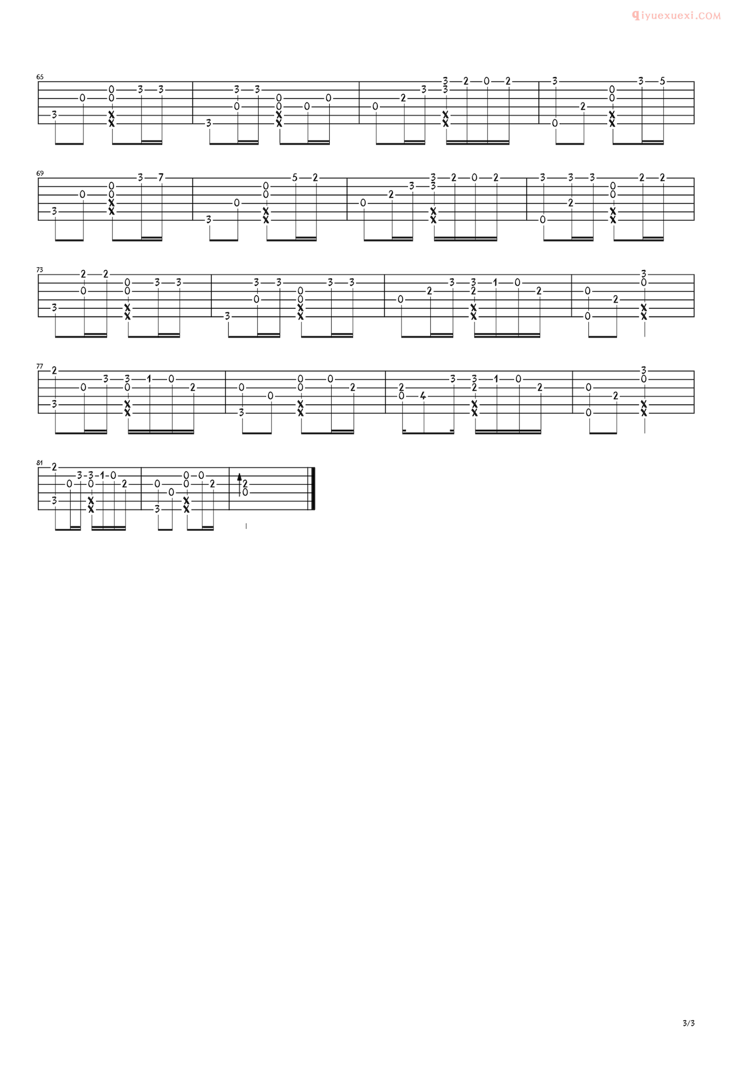 器乐学习网《来自天堂的魔鬼》吉他谱指弹谱-3