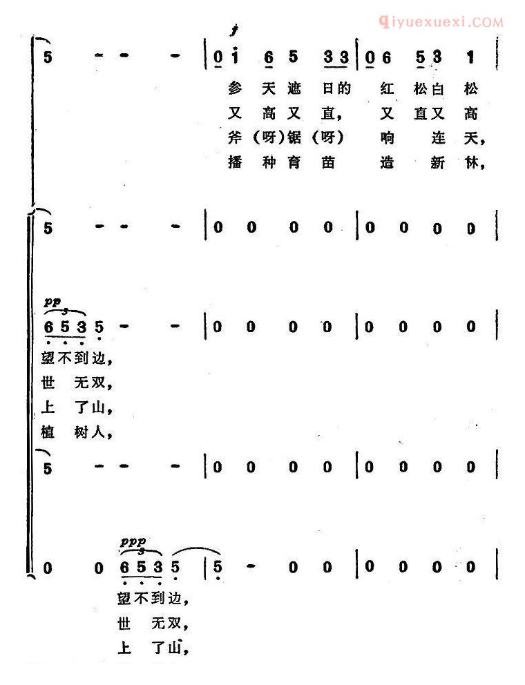 合唱谱[小兴安岭颂]简谱