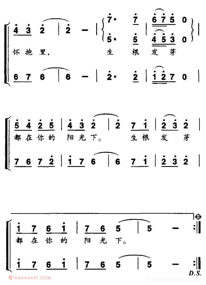 合唱谱[我的祖国我的家/孙新凯词 邢炜曲、独唱+伴唱]简谱