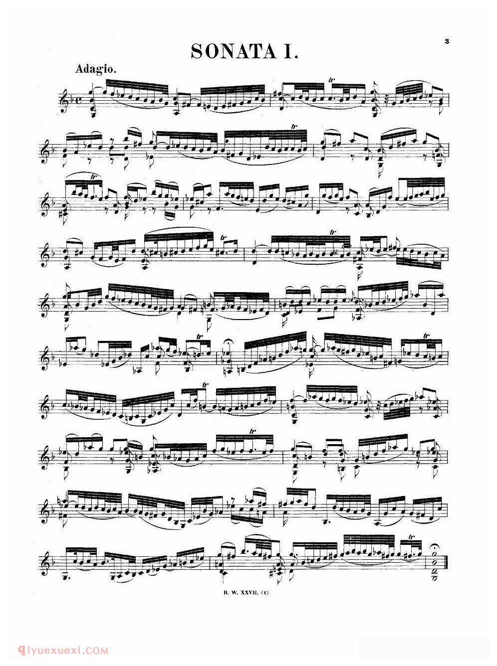 《巴赫无伴奏BWV1001》小提琴视频教程附乐谱