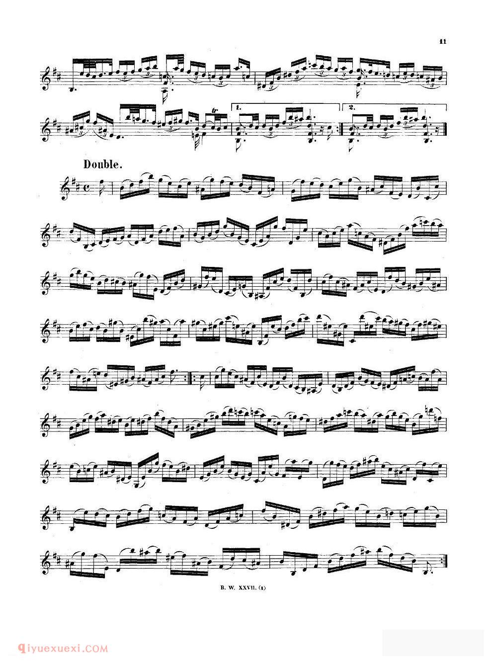 《巴赫无伴奏BWV1002小提琴组曲》小提琴视频教程附乐谱