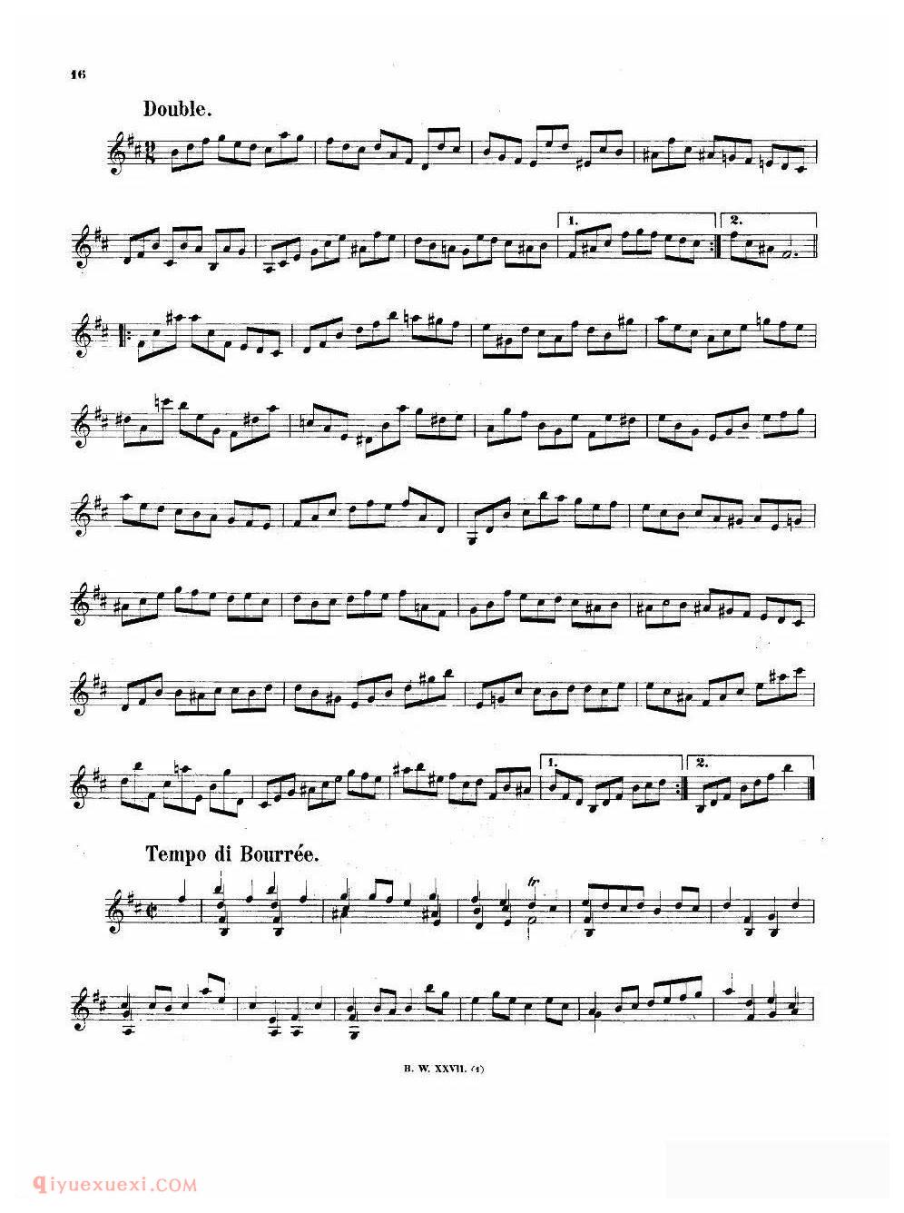 《巴赫无伴奏BWV1002小提琴组曲》小提琴视频教程附乐谱