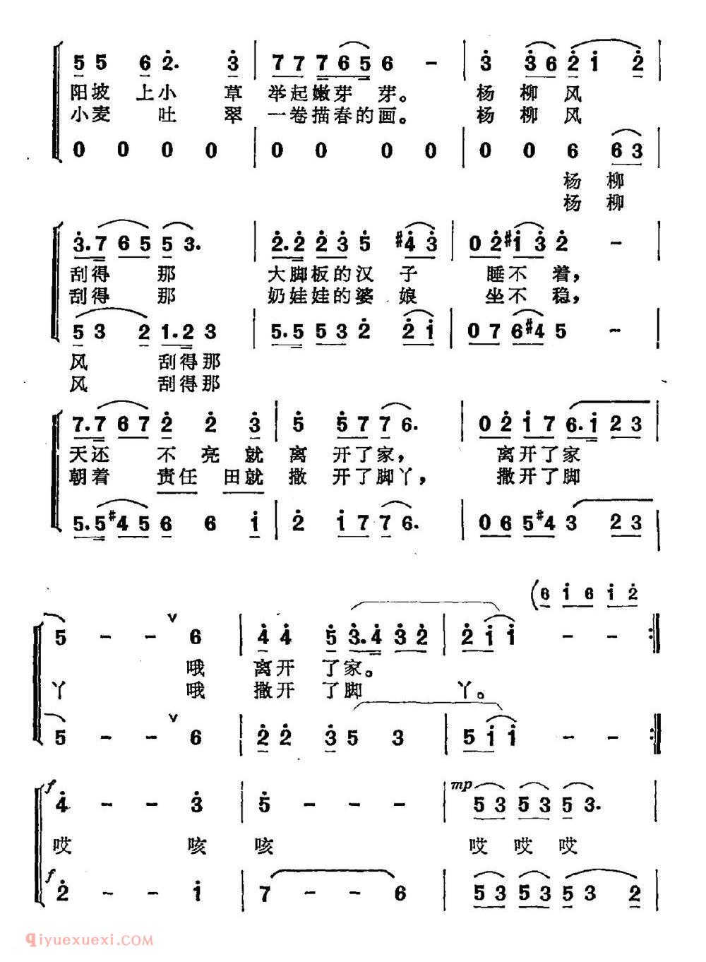 合唱乐谱[杨柳风/女声小合唱]简谱