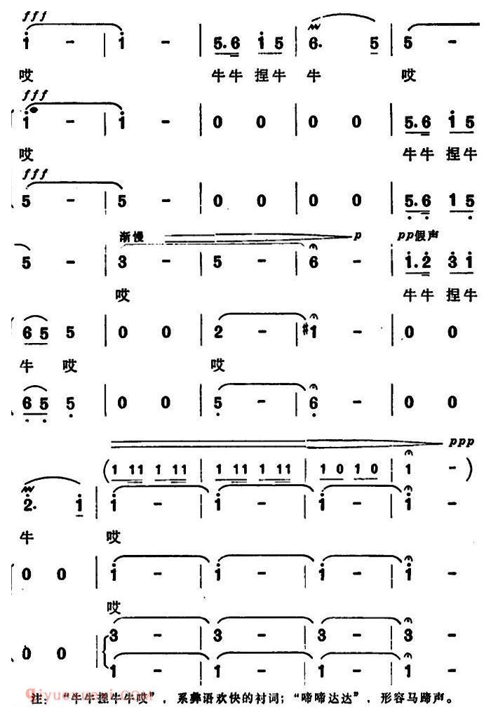 合唱谱[马儿哟，你快快跑]简谱