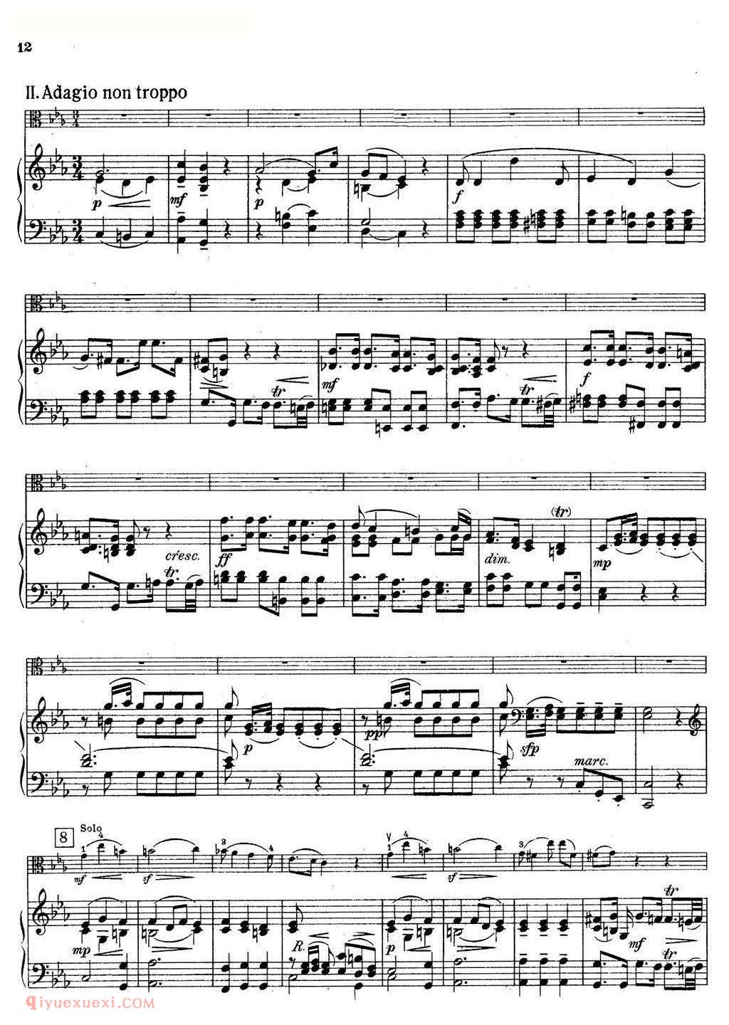 泽尔特 中提琴协奏曲 Ⅱ 钢伴谱
